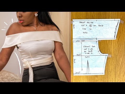 Видео: Атласный топ с открытыми плечами и поясом в свадебном стиле: руководство по созданию с нуля