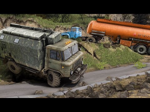 Видео: Что может ГАЗ 66 на проклятом перевале? Задача вытянуть бензовоз ЗИЛ 130 на Холм. Spintires