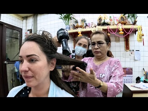 Видео: Необычное мытье и сушка волос в четыре руки в китайском квартале Бангкока.
