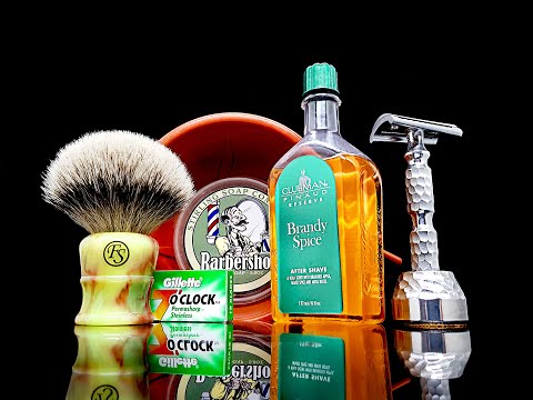 Видео: Бритьё. Frank shaving.  Ikon X3 Slant. Stirling Barbershop. Clubman Brandy Spice. Gillette 7o'Clock.