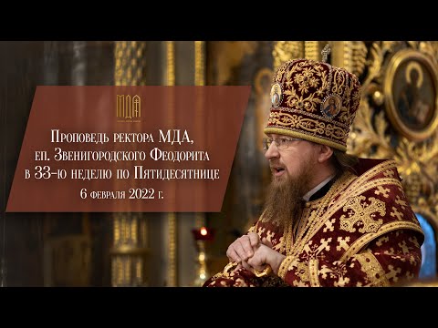 Видео: Проповедь ректора МДА, епископа Звенигородского Феодорита в 33-ю неделю по Пятидесятнице.