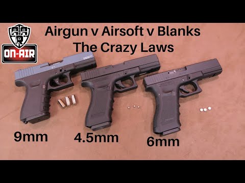 Видео: Airgun против Airsoft против Blanks и The Law