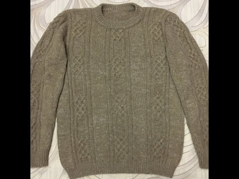 Видео: Мужской джемпер с аранами. 2 часть. Аран "Узор Викингов"