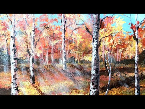 Видео: Акрилни бои - Есен и брези