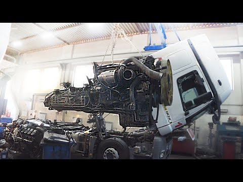 Видео: MOTOR OM 457 MERCEDES AXOR TRUCK - Замена распредвала. Пробег 1.3 млн. Снимаем двигатель