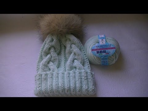 Видео: Вязание шапки узором "коса"с 15 петель.