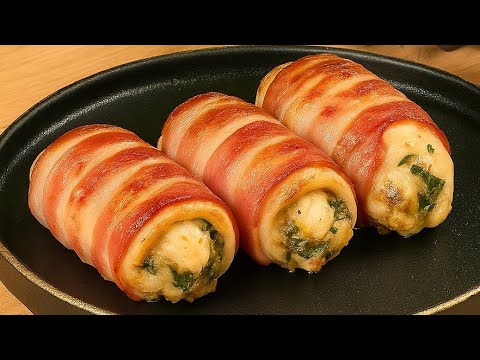 Видео: Этот рецепт сведет вас с ума! Хрустящие куриные рулетики в беконе!
