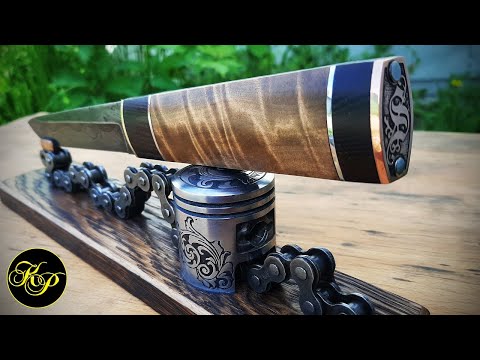 Видео: Рисунок на металле. Изготовление ножа - мотоциклетный дух