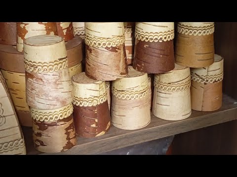 Видео: изготовление берестяных стопок