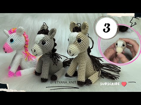 Видео: Амигуруми Лошадка-Брелок | Часть 3: Вяжем и оформляем голову