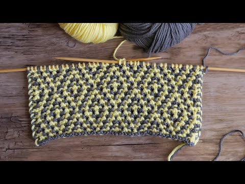 Видео: 🧩 Мозаичная техника вязания – узор «Ромбы» 💢 «Rhombus» Mosaic Knitting in Garter Stitch 🧩