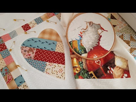 Видео: Экспресс мастер - класс " Лоскутное сердце" ( наволочка) + вышиваю Деда Мороза. Влог.