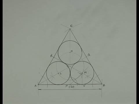 Видео: Как нарисовать 3 равных круга в равностороннем треугольнике, касаясь двух сторон и двух других кр...