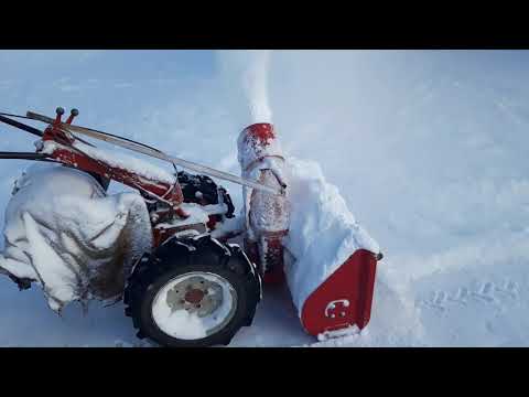 Видео: уборка снега мотоблоком.