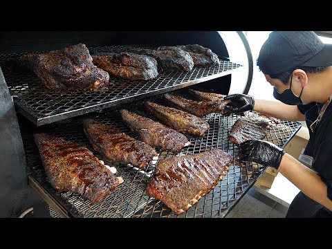 Видео: Оригинальное американское барбекю в техасском стиле и колбаса / корейская уличная еда