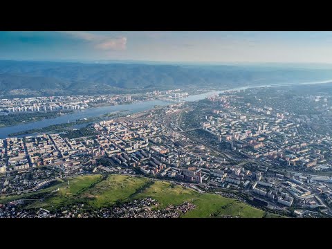 Видео: Вечерний Красноярск с большой высоты