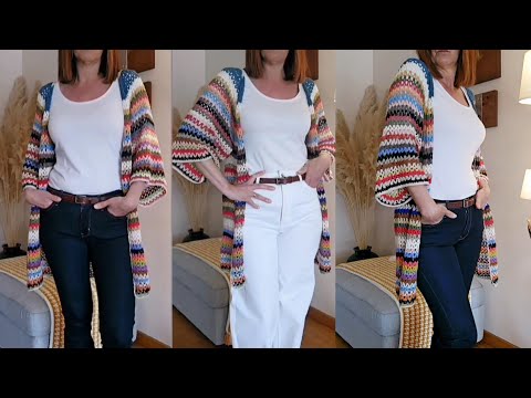 Видео: Как связать крючком жакет/кимоно.