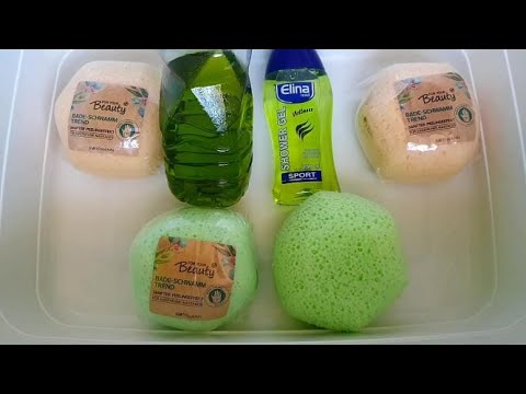 Видео: ASMR (119) Жидкое мыло Авокадо+гель д/душа и круглые губки