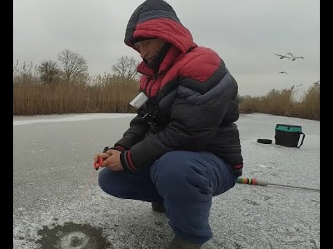 Видео: Зимова Рибалка з льоду в лютому місяці, на річці Уж. Кльов окуня на безмотилку.