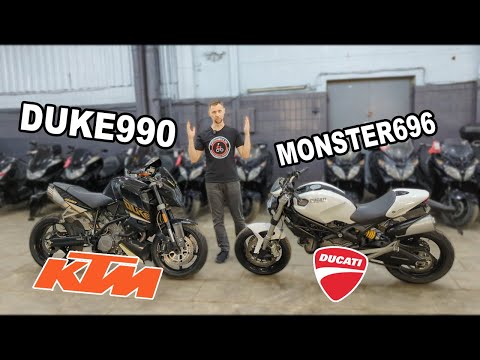 Видео: KTM DUKE 990 и Ducati MONSTER 696....сравним не сравнимое?