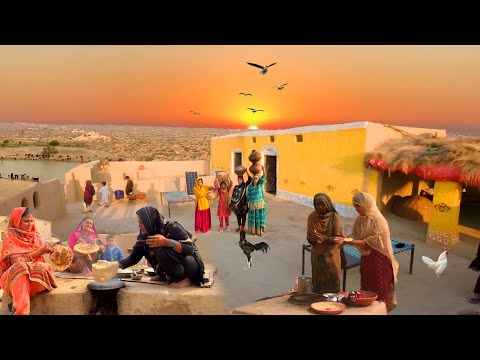 Видео: Уникальный утренний распорядок женщин из пустынной деревни | Приготовление еды из пустынной дерев...