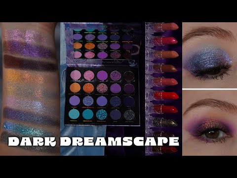 Видео: Палетка и помада Bella Beaute Bar Dark Dreamscape | Подробные образцы и 2 образа