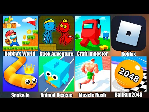 Видео: Roblox,Craft Impostor,Snake io,Muscle Rush,Stick Adventure,Роблокс NOOB vs PRO vs HACKER