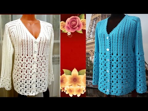 Видео: Жакет ажурный крючком.МК Часть5.The jacket's openwork crochet.MK Part5.