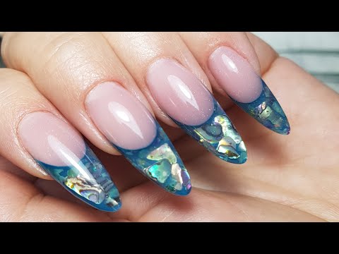 Видео: "Недокоррекция"/Перенаращивание ногтей./Выкладной аквариумный френч.\Ракушечник с ящеркой.