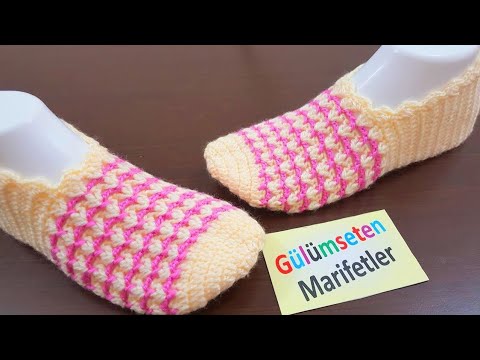 Видео: вязание тапочки спицами