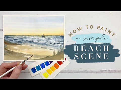 Видео: Как нарисовать простой пляжный пейзаж акварелью | Пейзажная живопись для начинающих
