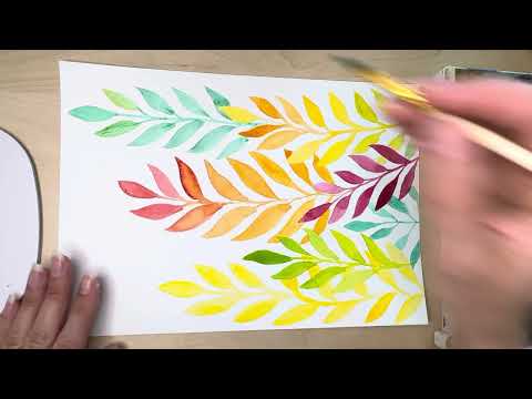 Видео: Интуитивный рисунок | Арт-терапия для детей и взрослых | Рисуем веточки с листьями акварелью
