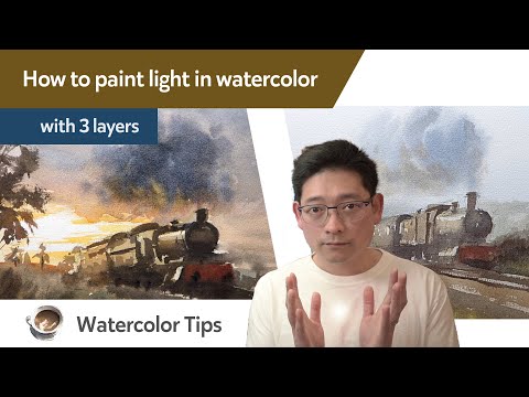 Видео: Как нарисовать свет акварелью в 3 слоя