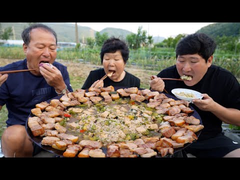 Видео: Самгёпсаль и тушеная соевая паста с рисом! - Шоу еды Мукбанг