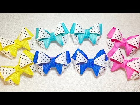 Видео: Сколько не делаю - сразу разбирают! Новые популярные бантики из репсовой ленты.  Канзаши. Kanzashi.