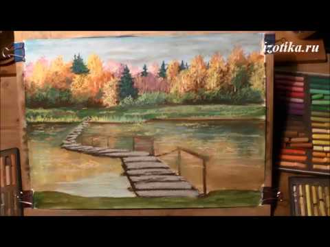 Видео: Осенний пейзаж в смешанной технике. Акрил и пастель
