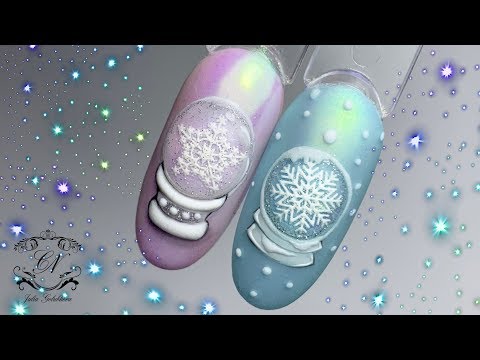 Видео: НОВОГОДНИЙ ШАР с изюминкой внутри. Новогодний дизайн ногтей .