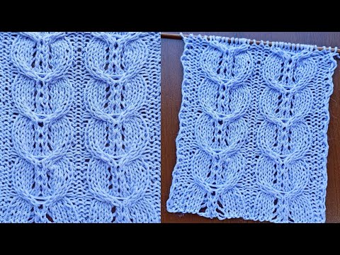 Видео: Узор спицами "Оригинальная коса с ажурным элементом" + схема. Knit pattern "An original braid ".