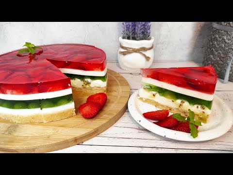 Видео: ТОРТ из желе и сметаны со свежими ягодами. ТОРТ БЕЗ выпечки