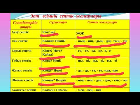 Видео: Зат есімнің септелуі. Септік жалғау.