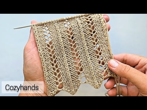 Видео: Простой ажурный узор спицами ⭐️ Вертикальные линии