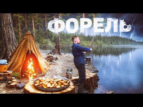 Видео: Рыбалка весной с ночевкой на диком озере l Две форели за 10 минут l Как ловить форель на донку l