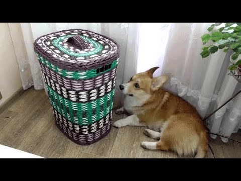 Видео: Бельевая корзина из остатков газетных трубочек/Laundry basket