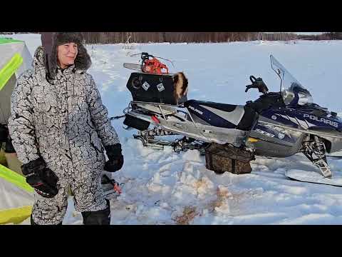 Видео: зимняя рыбалка в холодный чудесный день.