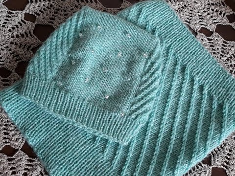 Видео: Шапка, шарф-хомут спицами. Часть 5.