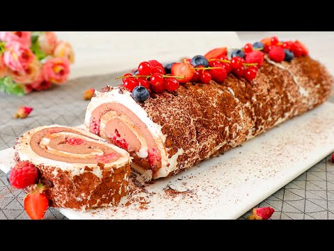 Видео: Лучший Десерт НА ЛЕТО! Меренговый Рулет с Кремом Как Шоколадное Мороженое!