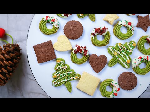Видео: Ассорти из рождественского печенья с разным рисунком и вкусом, без разрыхлителя
