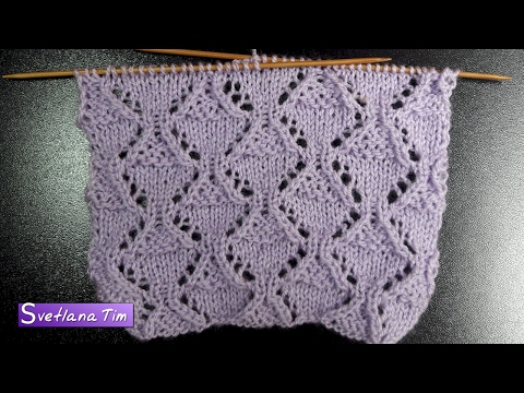 Видео: Фантазийный узор Ажурные Ромбы "CORAL". Вязание спицами для начинающих МК + схема № 511