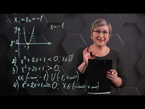 Видео: Решение квадратных неравенств графическим методом, если дискриминант равен нулю. 8 класс.