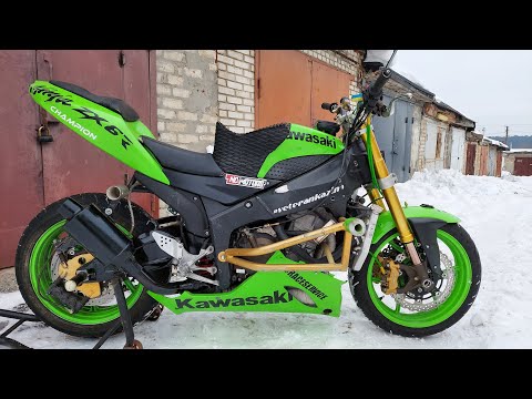 Видео: Обзор Kawasaki Ninja ZX6R 05 06 STUNT